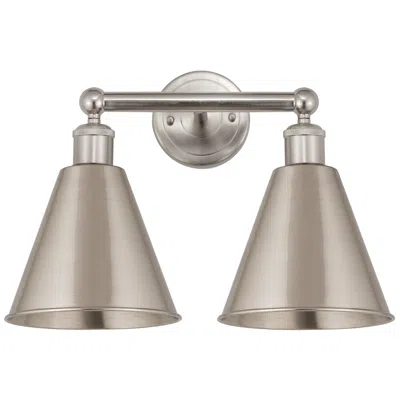 Innovations Lighting Ballston Cone 17"w 2 Light Satin Nickel Bath Light With Satin Nickel S