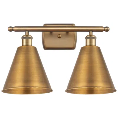 Innovations Lighting Ballston Cone 18"w 2 Light Brushed Brass Bath Light W/ Brushed Brass S