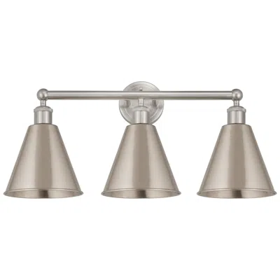 Innovations Lighting Ballston Cone 26"w 3 Light Satin Nickel Bath Light With Satin Nickel S