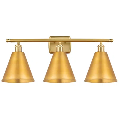 Innovations Lighting Ballston Cone 28"w 3 Light Satin Gold Led Bath Light