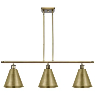 Innovations Lighting Ballston Cone 36"w 3 Light Antique Brass Stem Island Light