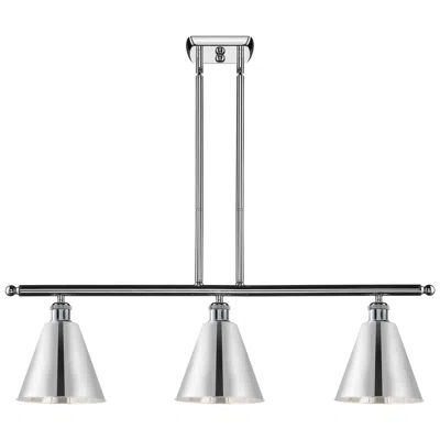 Innovations Lighting Ballston Cone 36"w 3 Light Polished Chrome Stem Island Light In Silver