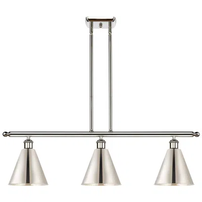 Innovations Lighting Ballston Cone 36"w 3 Light Polished Nickel Stem Island Light