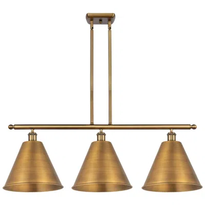 Innovations Lighting Ballston Cone 38.5"w 3 Light Brushed Brass Stem Led Island Light
