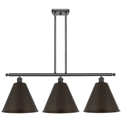 Innovations Lighting Ballston Cone 38.5"w 3 Light Oil Rubbed Bronze Stem Island Light