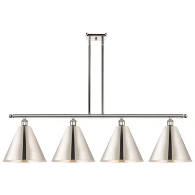 Innovations Lighting Ballston Cone 50.25"w 4 Light Polished Nickel Stem Island Light