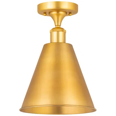 Innovations Lighting Ballston Cone 8" Wide Semi-flushmount Satin Gold Cone Ceiling Light