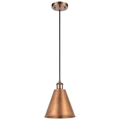 Innovations Lighting Ballston Cone 8"w Copper Corded Mini Pendant With 8" Shade Black