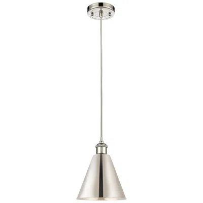 Innovations Lighting Ballston Cone 8"w Polished Nickel Corded Mini Pendant W/ 8" Shade