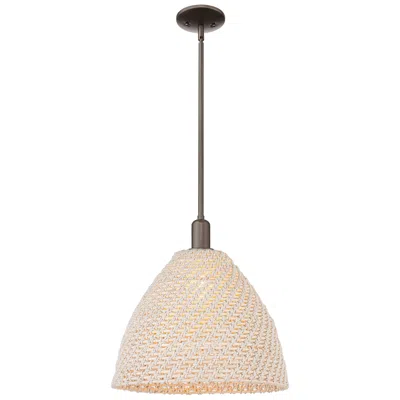 Innovations Lighting Ballston Dome 16"w Oil Rubbed Bronze Stem Mini Pendant W/ Fiber Shade