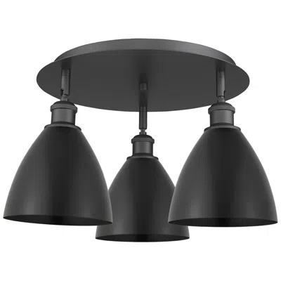 Innovations Lighting Ballston Dome 19.25" Wide 3 Light Matte Black Flush Mount With Black S