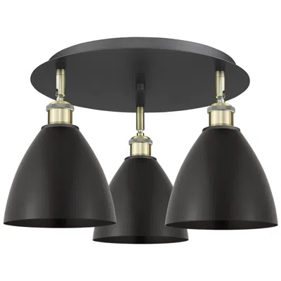 Innovations Lighting Ballston Dome 19.25"w 3 Light Black Brass Flush Mount W/ Matte Black S