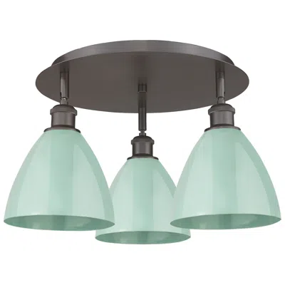 Innovations Lighting Ballston Dome 19.25"w 3 Light Rubbed Bronze Flush Mount W/ Seafoam Sha