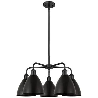 Innovations Lighting Ballston Dome 25.5"w 5 Light Matte Black Stem Chandelier W/ Black Shad