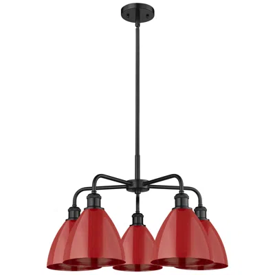 Innovations Lighting Ballston Dome 25.5"w 5 Light Matte Black Stem Hung Chandelier W/ Red S