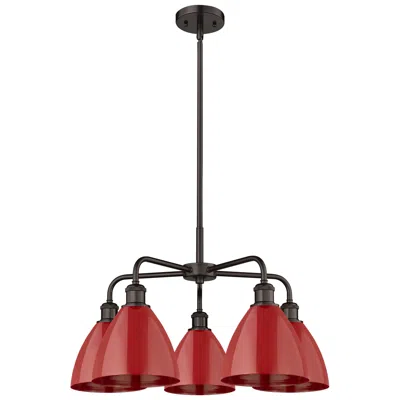 Innovations Lighting Ballston Dome 25.5"w 5 Light Oil Rubbed Bronze Stem Chandelier W/ Red