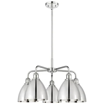 Innovations Lighting Ballston Dome 25.5"w 5 Light Polished Chrome Stem Chandelier In Gray