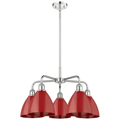 Innovations Lighting Ballston Dome 25.5"w 5 Light Polished Chrome Stem Chandelier W/ Red Sh