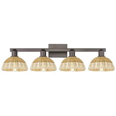 Innovations Lighting Ballston Dome 36"w 4 Light Oiled Bronze Bath Light W/ Fiber Shade In Gray
