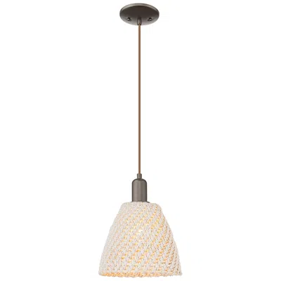 Innovations Lighting Ballston Dome 9"w Oil Rubbed Bronze Cord Mini Pendant W/ Fiber Shade
