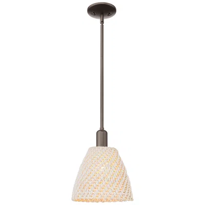 Innovations Lighting Ballston Dome 9"w Oil Rubbed Bronze Stem Mini Pendant W/ Fiber Shade