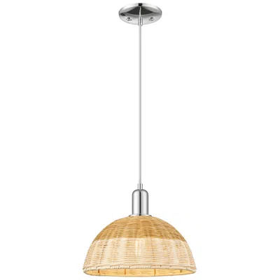 Innovations Lighting Ballston Dome Wide Chrome Cord Mini Pendant W/ 12" Basketweave Shade