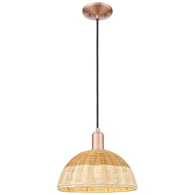 Innovations Lighting Ballston Dome Wide Copper Cord Mini Pendant W/ 12" Basketweave Shade