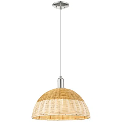 Innovations Lighting Ballston Dome Wide Nickel Cord Mini Pendant W/ 16" Basketweave Shade