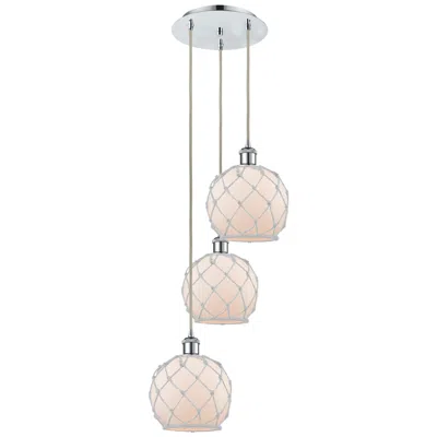 Innovations Lighting Ballston Farmhouse 15"w 3 Light Chrome Cord Pendant W/ White Shade
