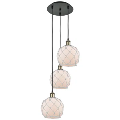 Innovations Lighting Ballston Farmhouse 15"w 3-lt Black Brass Cord Pendant W/ White Shade