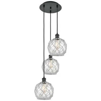Innovations Lighting Ballston Farmhouse 15"w 3-lt Black Cord Pendant W/ Clear White Shade