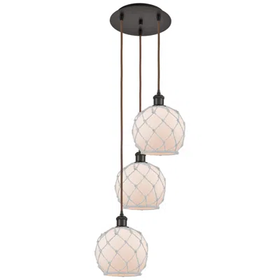 Innovations Lighting Ballston Farmhouse 15"w 3-lt Oiled Bronze Cord Pendant W/ White Shade