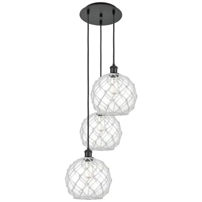Innovations Lighting Ballston Farmhouse 17"w 3-lt Black Cord Pendant W/ Clear White Shade