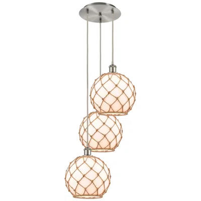 Innovations Lighting Ballston Farmhouse 17"w 3-lt Nickel Cord Pendant W/ Clear Brown Shade In Silver