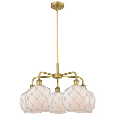 Innovations Lighting Ballston Farmhouse 27"w 5 Light Brush Brass Stem Chandelier W/ White Shade