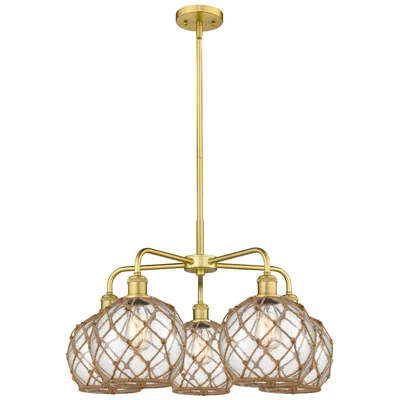 Innovations Lighting Ballston Farmhouse 27"w 5 Light Gold Stem Chandelier W/ Clear Brown Shade