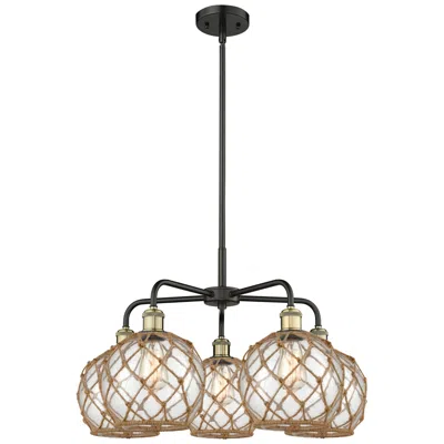 Innovations Lighting Ballston Farmhouse 27"w 5-lt Black Brass Chandelier W/ Clear Brown Shade