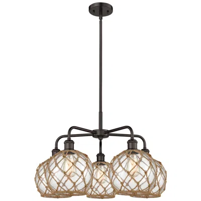 Innovations Lighting Ballston Farmhouse 27"w 5-lt Oil Bronze Chandelier W/ Clear Brown Shade