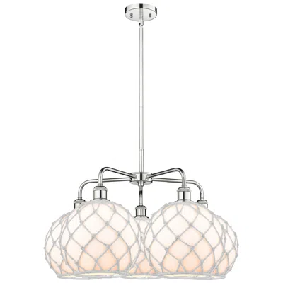 Innovations Lighting Ballston Farmhouse 29"w 5 Light Chrome Stem Chandelier W/ White Shade