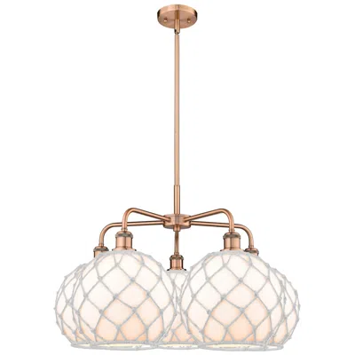 Innovations Lighting Ballston Farmhouse 29"w 5 Light Copper Stem Chandelier W/ White Shade