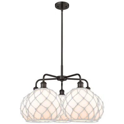Innovations Lighting Ballston Farmhouse 29"w 5 Light Oiled Bronze Stem Chandelier W/ White Shade