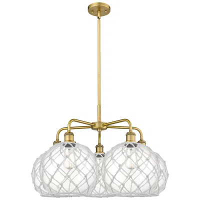 Innovations Lighting Ballston Farmhouse 29"w 5-lt Brush Brass Chandelier W/ Clear White Shade