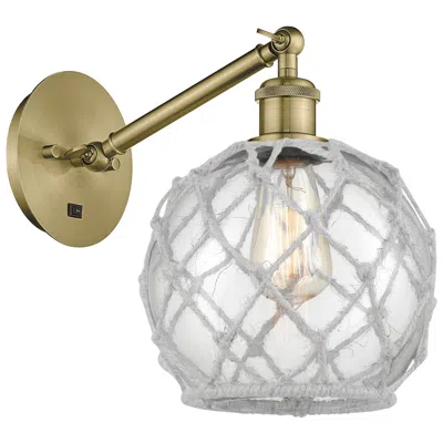 Innovations Lighting Ballston Farmhouse Rope 10"h Brass Swivel Sconce W/ Clear Glass Shade