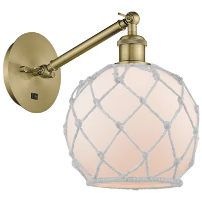 Innovations Lighting Ballston Farmhouse Rope 10"h Brass Swivel Sconce W/ White Glass Shade