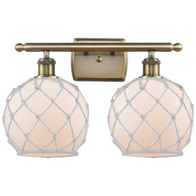 Innovations Lighting Ballston Farmhouse Rope 18"w 2 Light Brass Bath Light W/ White Shade