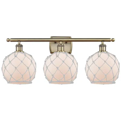 Innovations Lighting Ballston Farmhouse Rope 28"w 3 Light Brass Bath Light W/ White Shade
