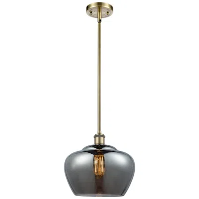 Innovations Lighting Ballston Fenton 11" Antique Brass Mini Pendant W/ Plated Smoke Shade