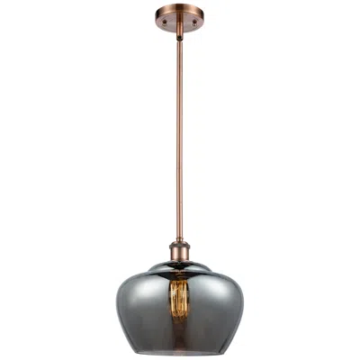 Innovations Lighting Ballston Fenton 11" Antique Copper Mini Pendant W/ Plated Smoke Shade In Gray