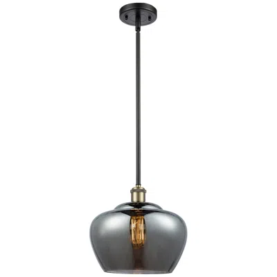Innovations Lighting Ballston Fenton 11" Black Antique Brass Mini Pendant W/ Plated Smoke S