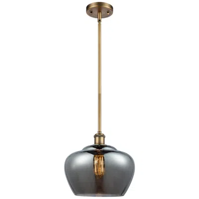 Innovations Lighting Ballston Fenton 11" Brushed Brass Mini Pendant W/ Plated Smoke Shade
